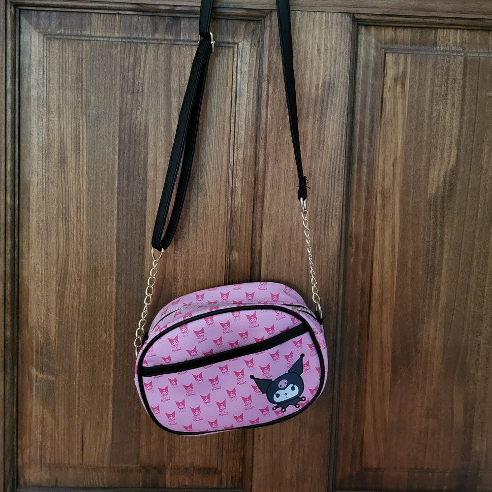 Sanrio Kuromi Pink Crossbody Bag with Black Strap